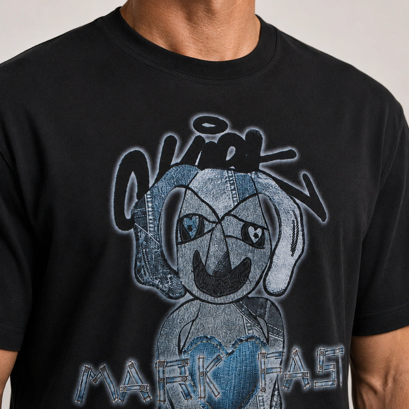 MarkFast  Graffiti Logo Print Short Sleeve T-Shirts