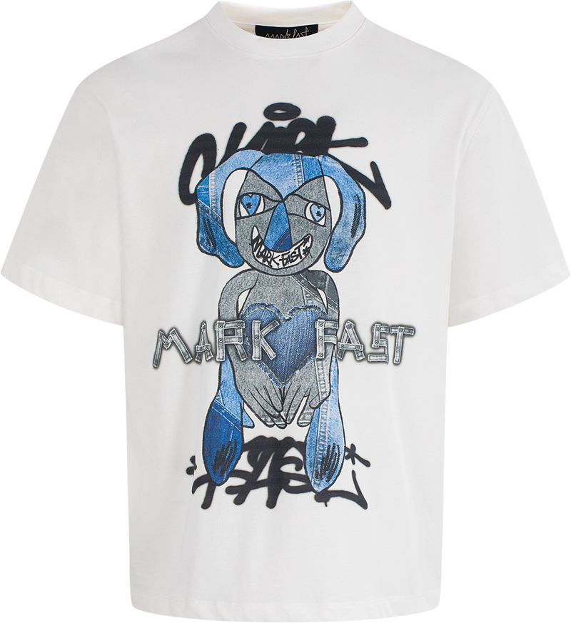 MarkFast  Graffiti Logo Print Short Sleeve T-Shirts