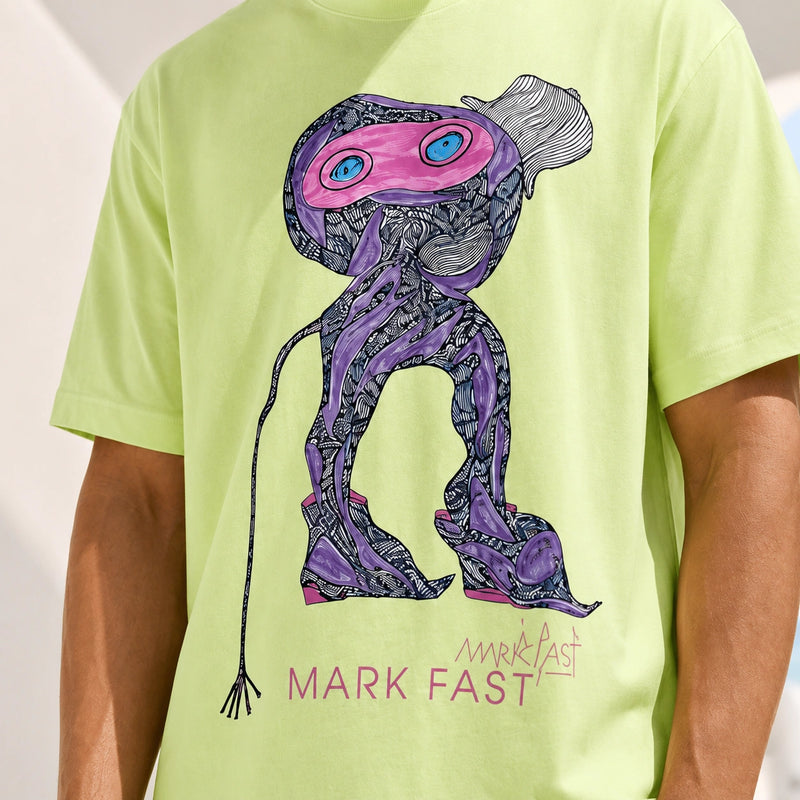 MarkFast Graffiti Print Loose Round Neck T-Shirts