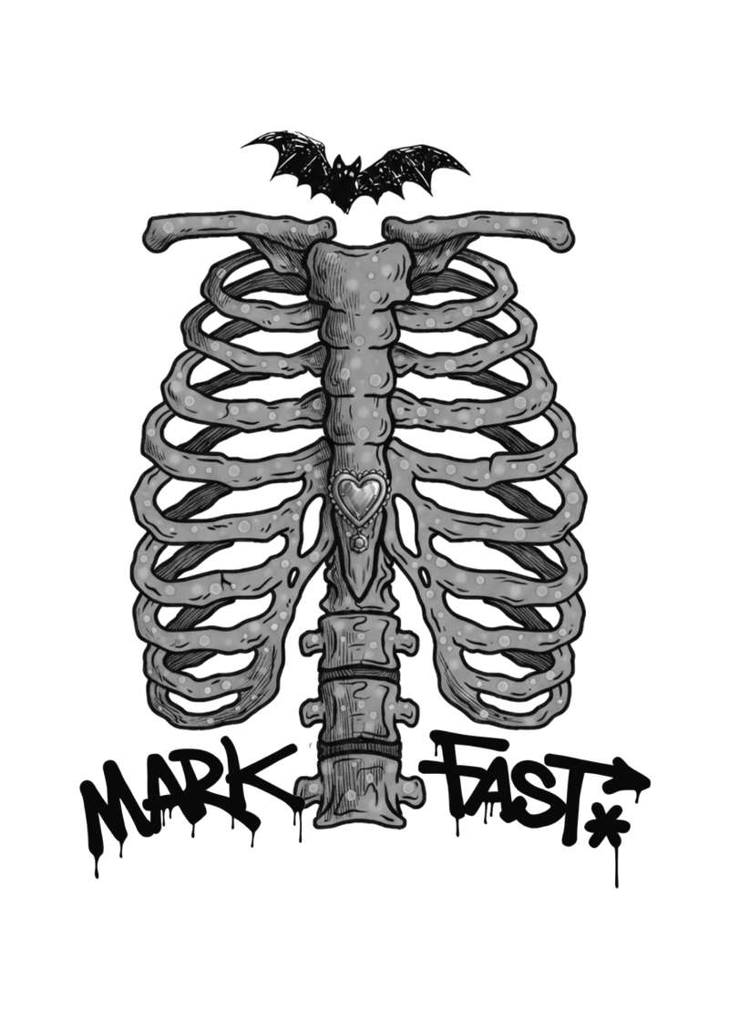 MarkFast Gray Speck Ribcage Bat Gothic Halloween T-Shirts