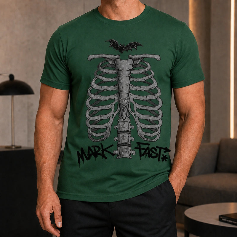 MarkFast Gray Speck Ribcage Bat Gothic Halloween T-Shirts