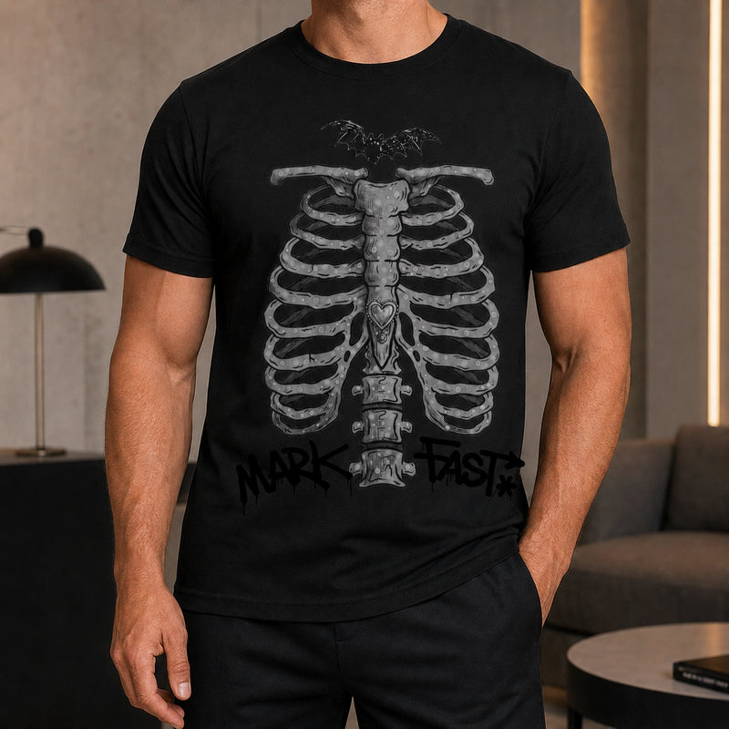 MarkFast Gray Speck Ribcage Bat Gothic Halloween T-Shirts