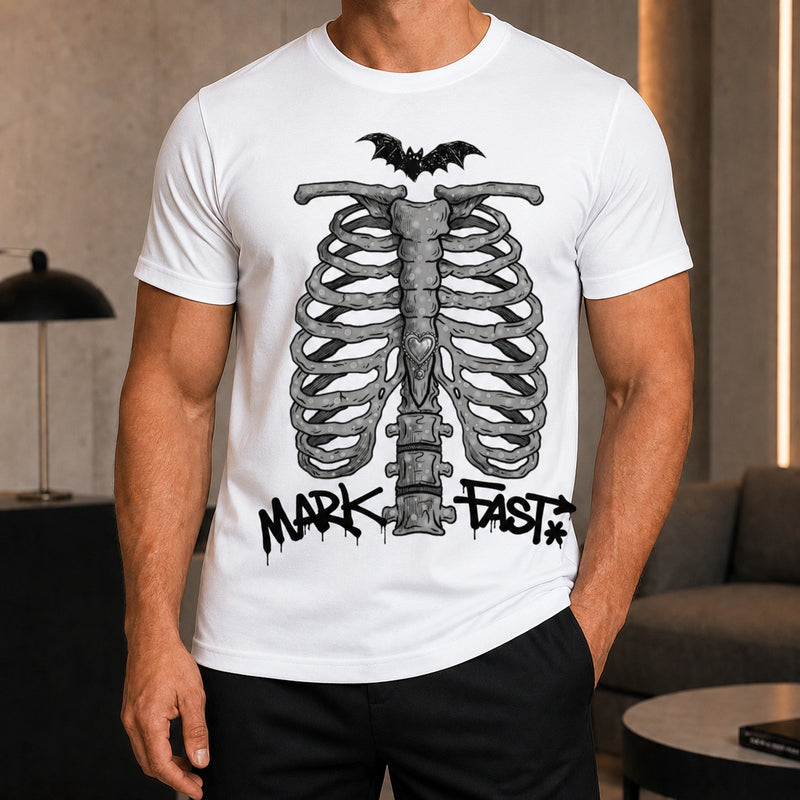 MarkFast Gray Speck Ribcage Bat Gothic Halloween T-Shirts