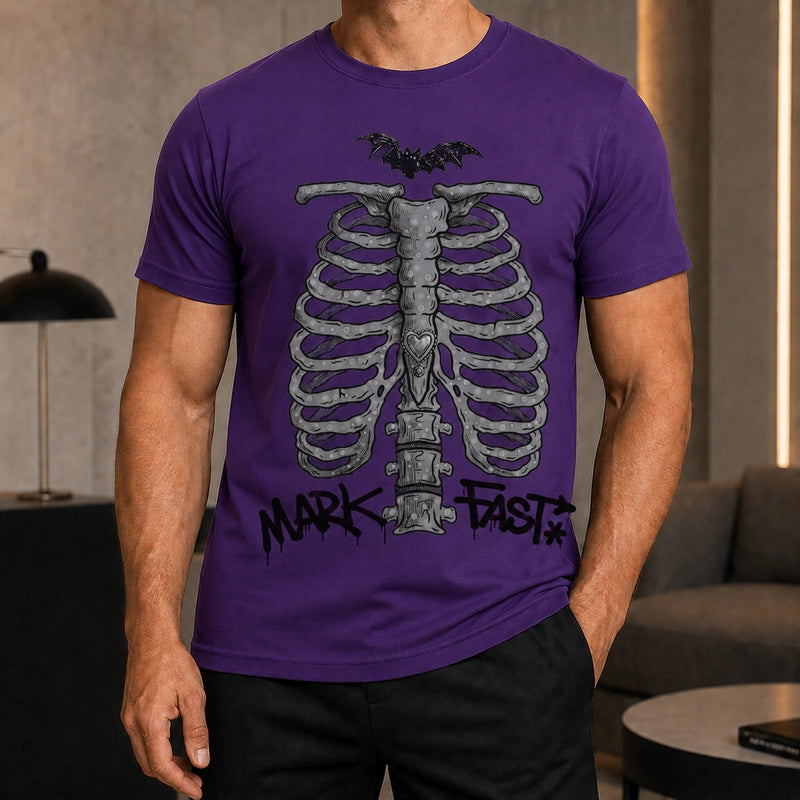 MarkFast Gray Speck Ribcage Bat Gothic Halloween T-Shirts