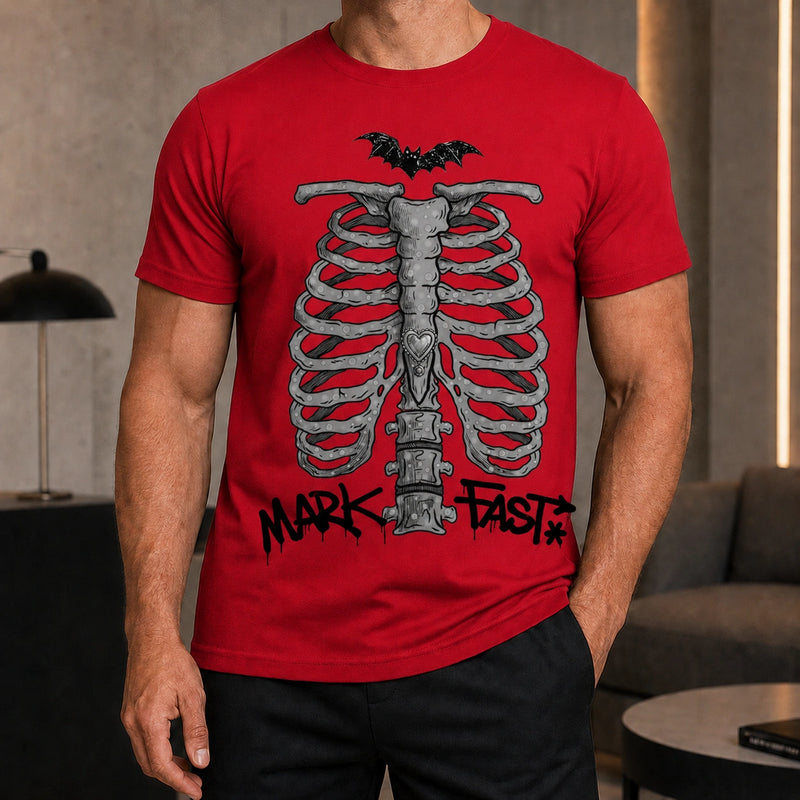 MarkFast Gray Speck Ribcage Bat Gothic Halloween T-Shirts