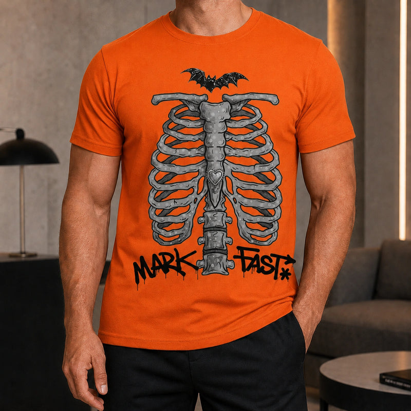 MarkFast Gray Speck Ribcage Bat Gothic Halloween T-Shirts