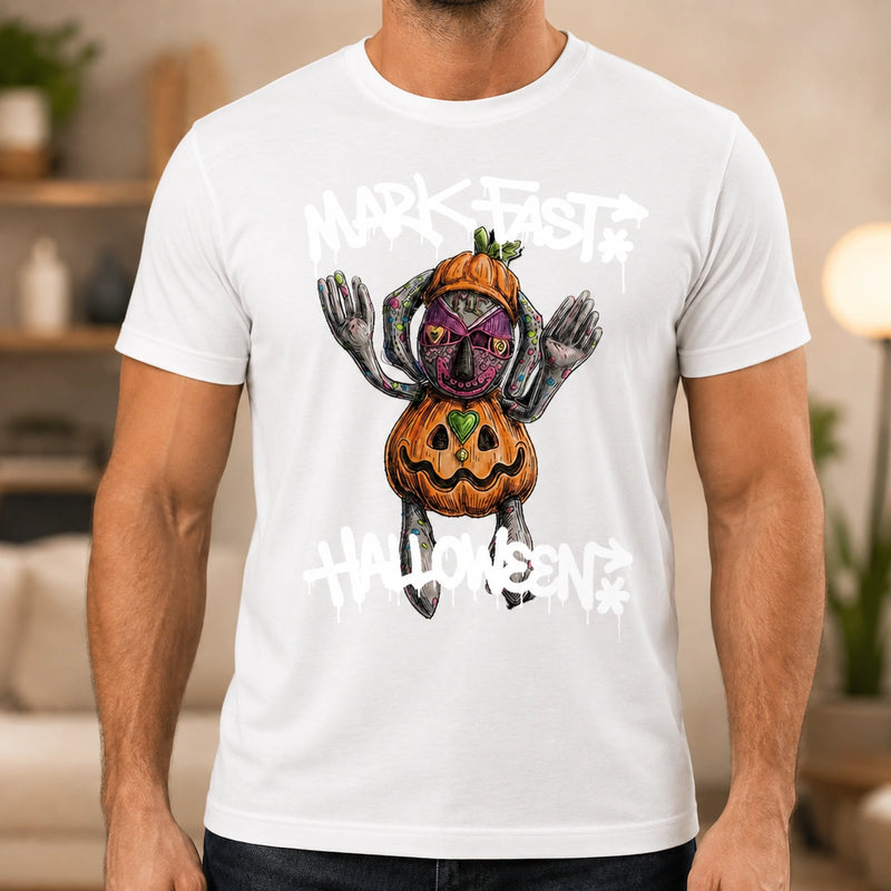 MarkFast Grunge Hand-Drawn Pumpkin Monster Graphic T-Shirts