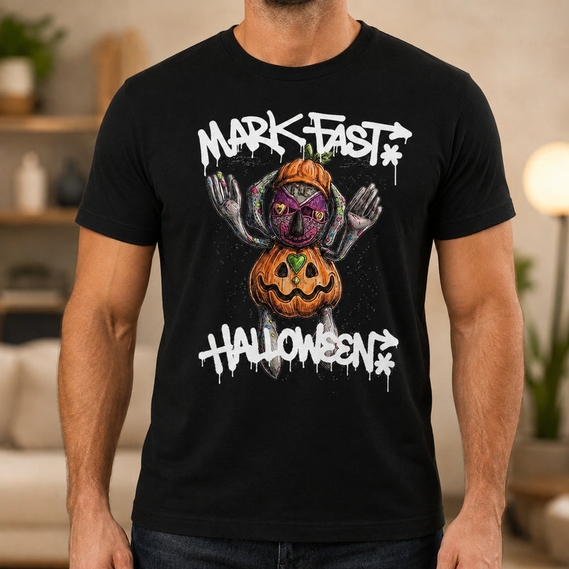 MarkFast Grunge Hand-Drawn Pumpkin Monster Graphic T-Shirts