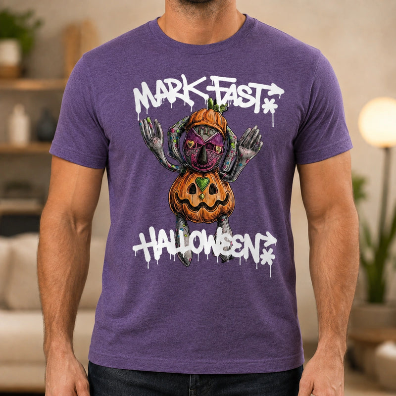 MarkFast Grunge Hand-Drawn Pumpkin Monster Graphic T-Shirts