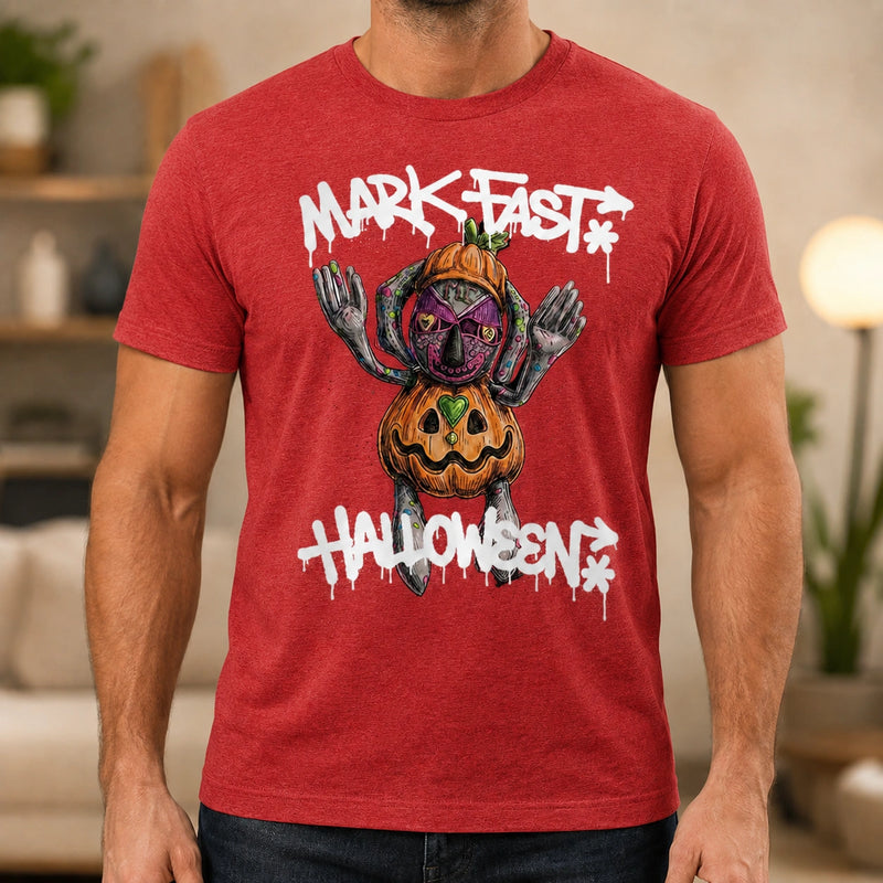 MarkFast Grunge Hand-Drawn Pumpkin Monster Graphic T-Shirts