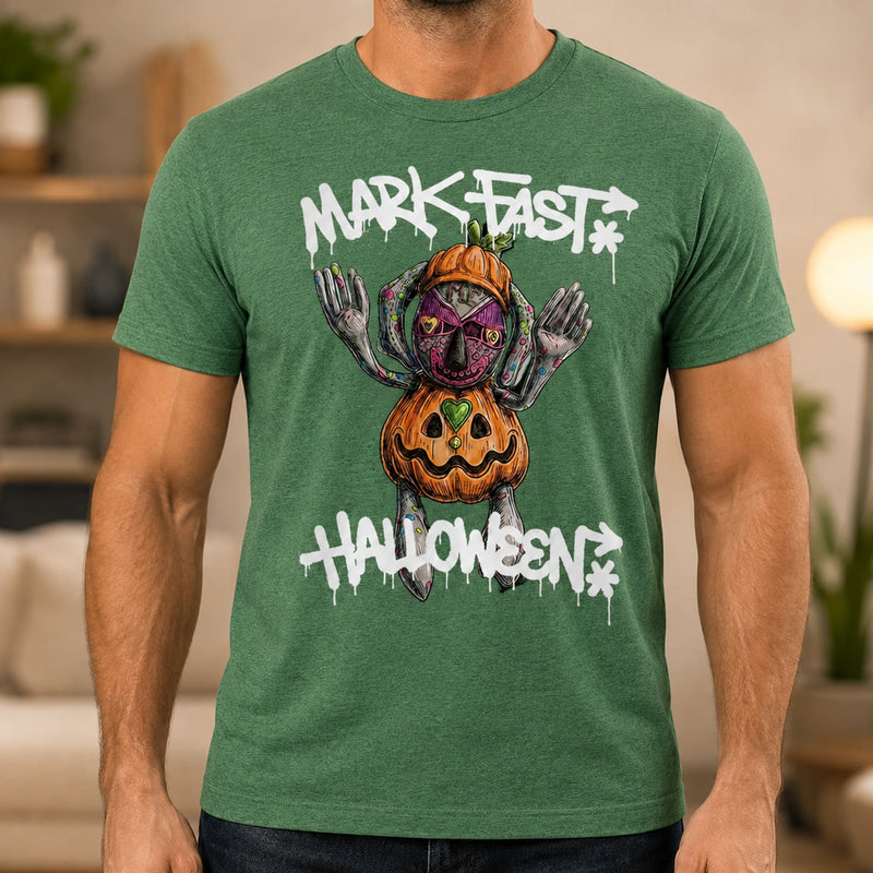 MarkFast Grunge Hand-Drawn Pumpkin Monster Graphic T-Shirts