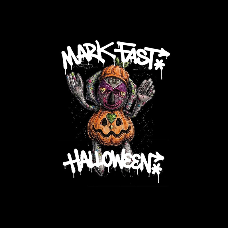 MarkFast Grunge Hand-Drawn Pumpkin Monster Graphic T-Shirts