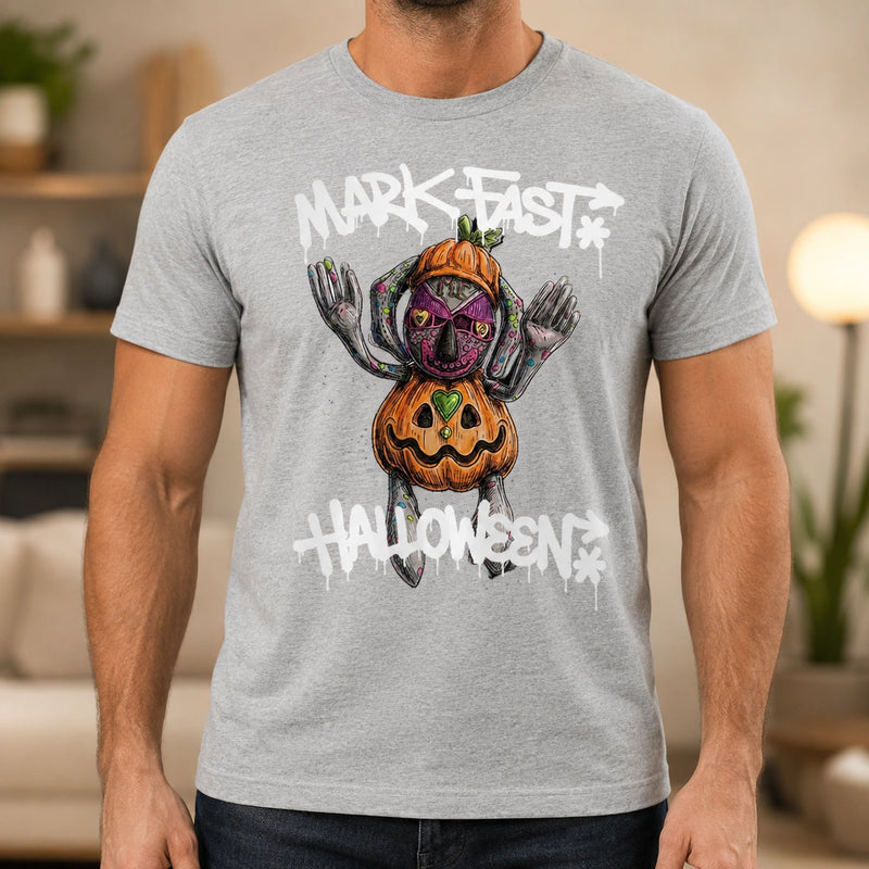 MarkFast Grunge Hand-Drawn Pumpkin Monster Graphic T-Shirts