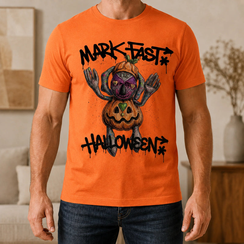 MarkFast Halloween Street Pumpkin Character Print T-Shirts