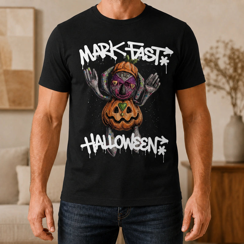 MarkFast Halloween Street Pumpkin Character Print T-Shirts