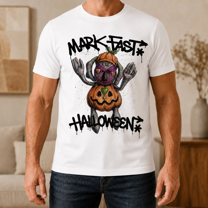 MarkFast Halloween Street Pumpkin Character Print T-Shirts