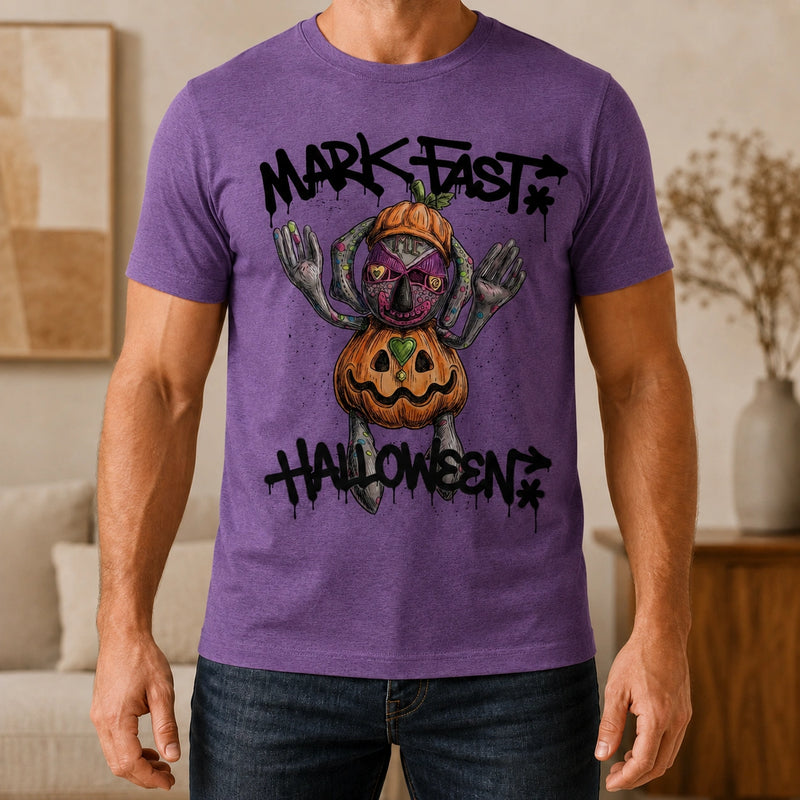 MarkFast Halloween Street Pumpkin Character Print T-Shirts