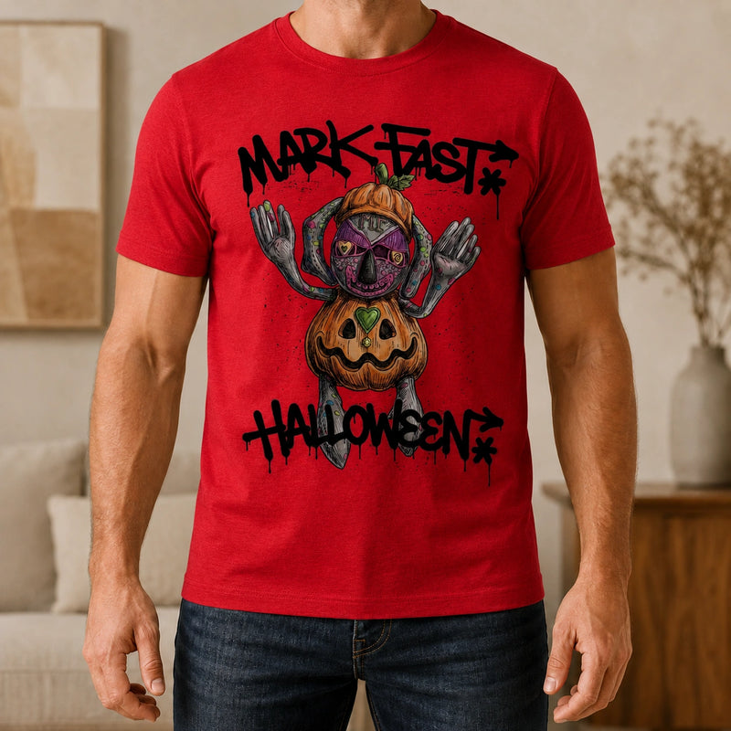 MarkFast Halloween Street Pumpkin Character Print T-Shirts
