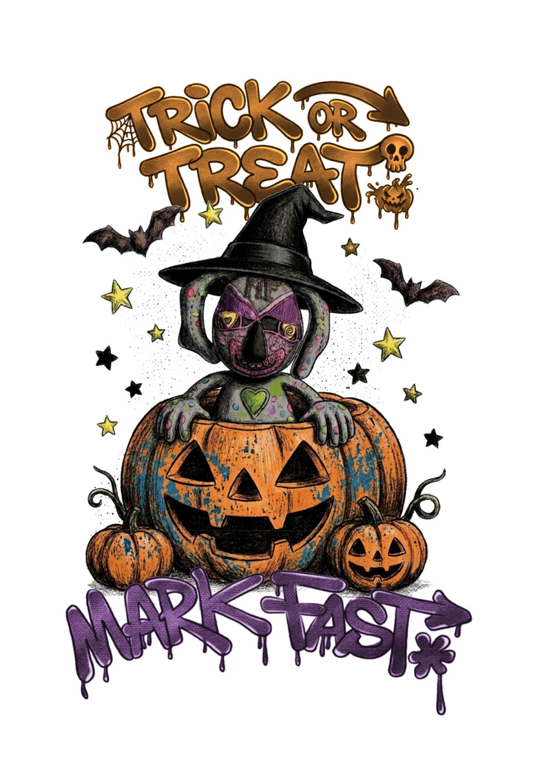 MarkFast Halloween Witch Doll Pumpkin Drip Graffiti T-Shirts