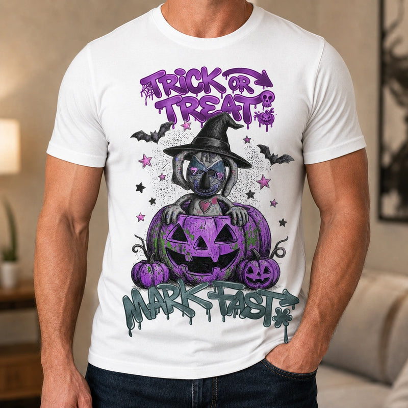 MarkFast Halloween Witch Doll Purple Pumpkin Drip Graffiti T-Shirts