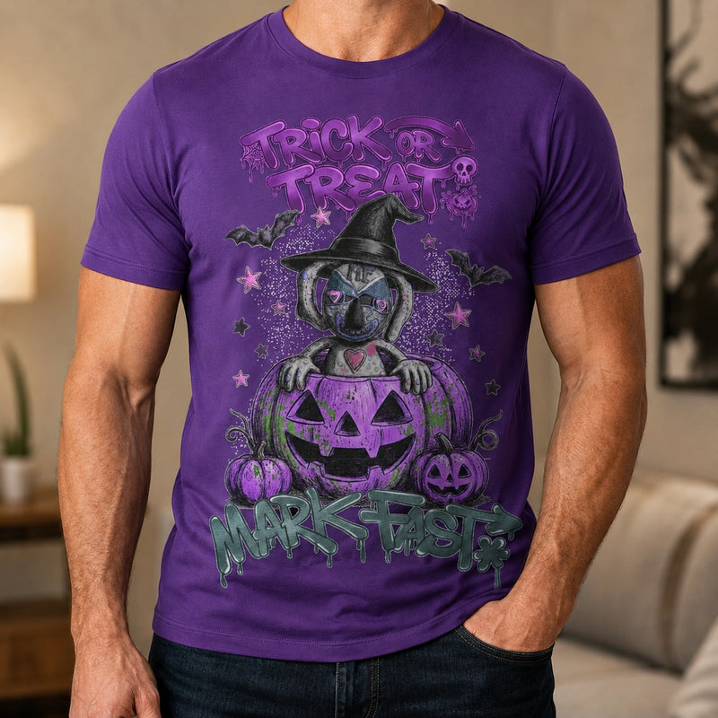 MarkFast Halloween Witch Doll Purple Pumpkin Drip Graffiti T-Shirts
