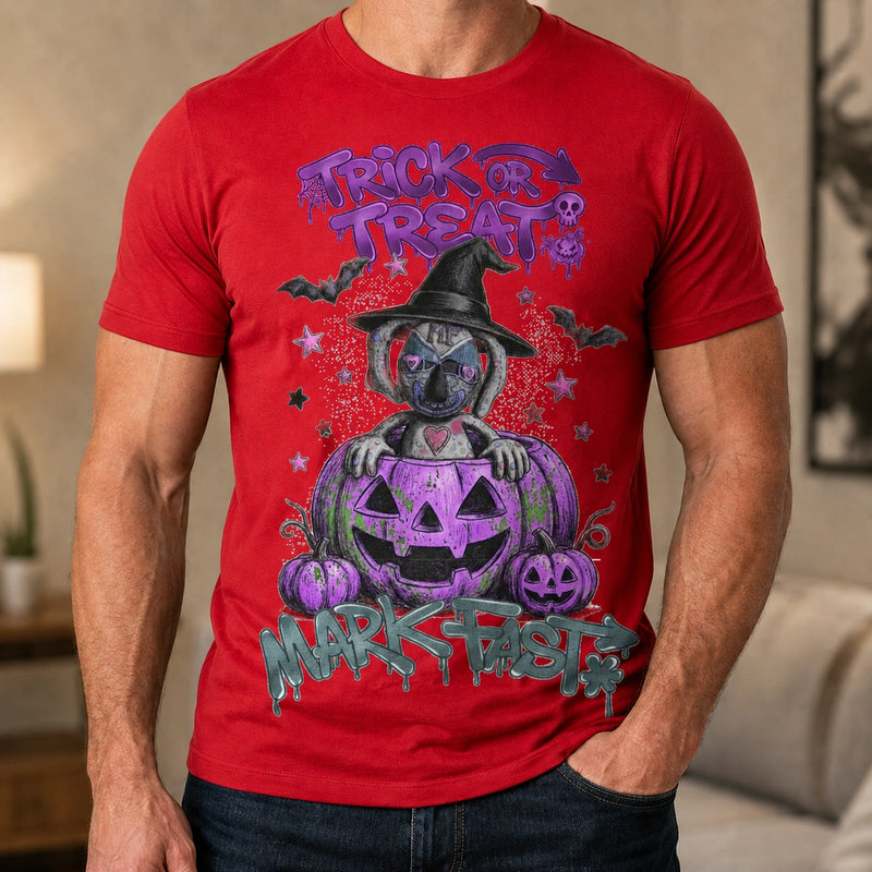 MarkFast Halloween Witch Doll Purple Pumpkin Drip Graffiti T-Shirts