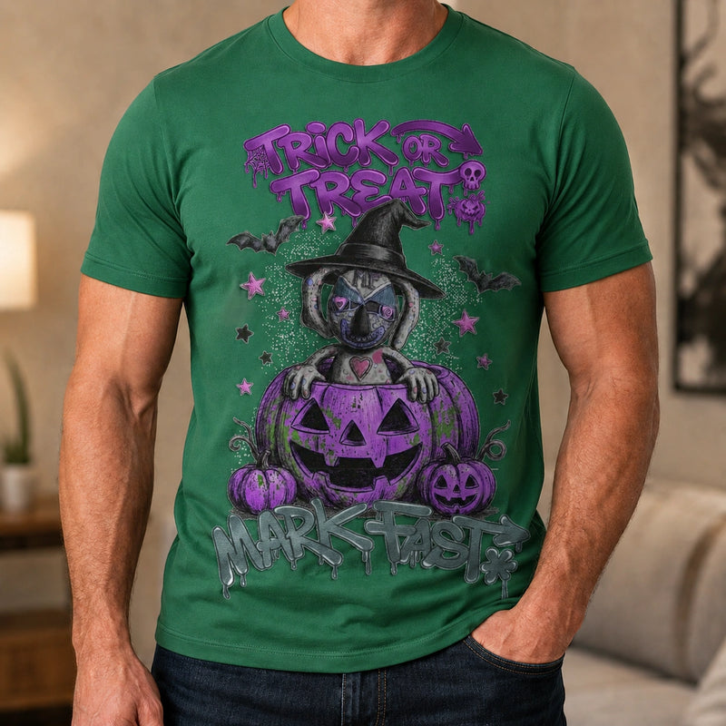MarkFast Halloween Witch Doll Purple Pumpkin Drip Graffiti T-Shirts