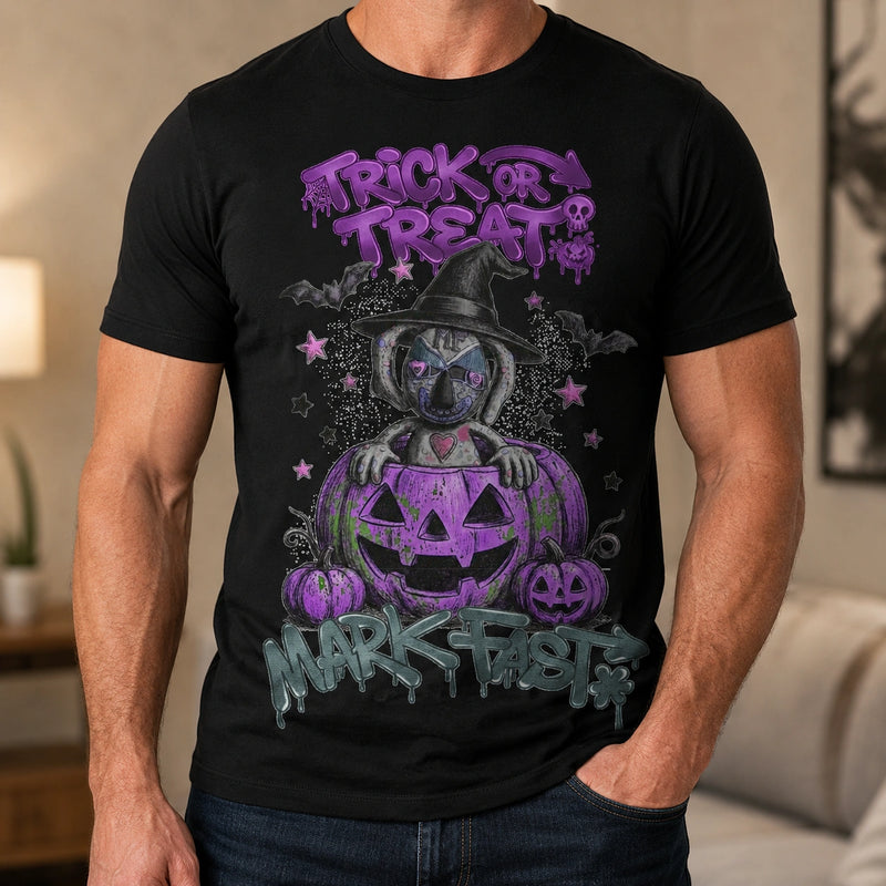MarkFast Halloween Witch Doll Purple Pumpkin Drip Graffiti T-Shirts
