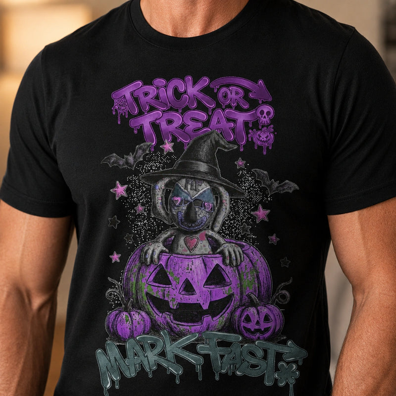 MarkFast Halloween Witch Doll Purple Pumpkin Drip Graffiti T-Shirts