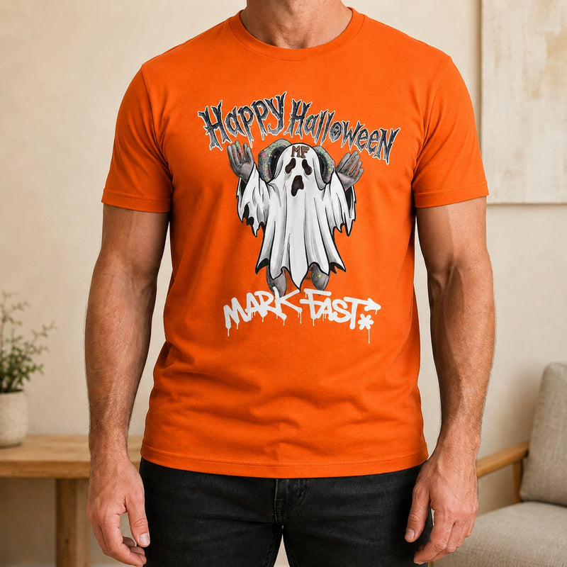 MarkFast Happy Halloween Horror Letter Ghost Print T-Shirts