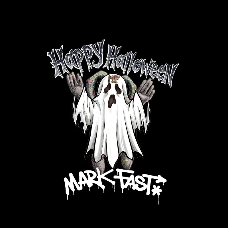 MarkFast Happy Halloween Horror Letter Ghost Print T-Shirts