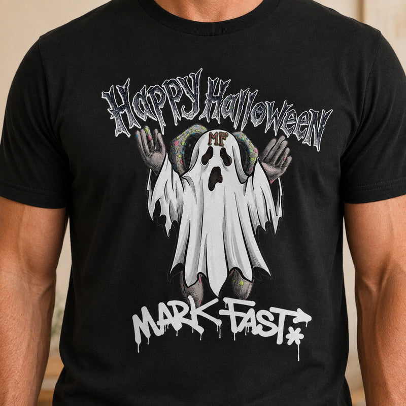 MarkFast Happy Halloween Horror Letter Ghost Print T-Shirts