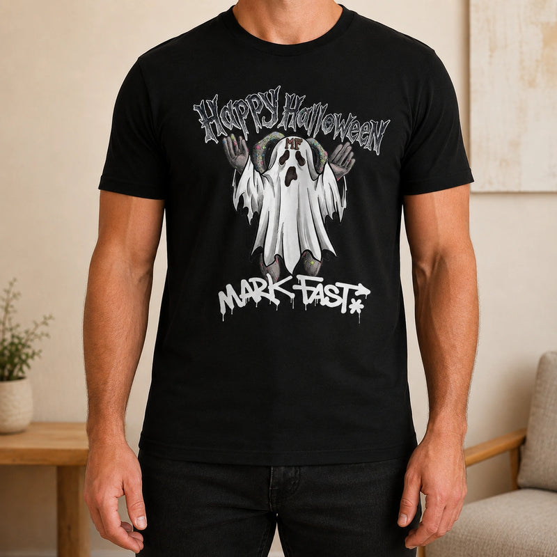 MarkFast Happy Halloween Horror Letter Ghost Print T-Shirts