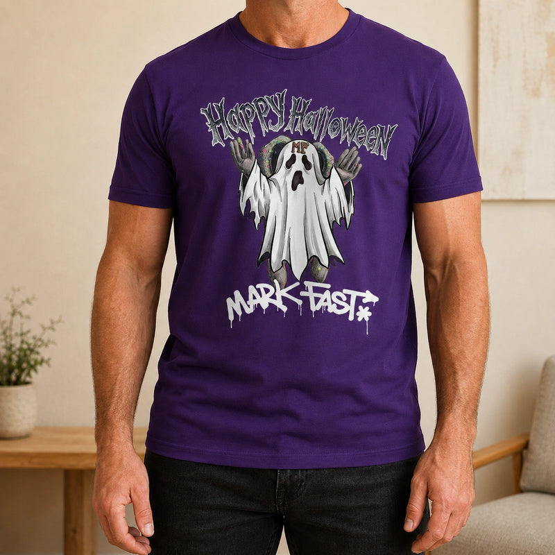 MarkFast Happy Halloween Horror Letter Ghost Print T-Shirts