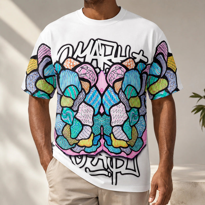 MarkFast Kaleidoscope Multicolor Graffiti Letter T-Shirts