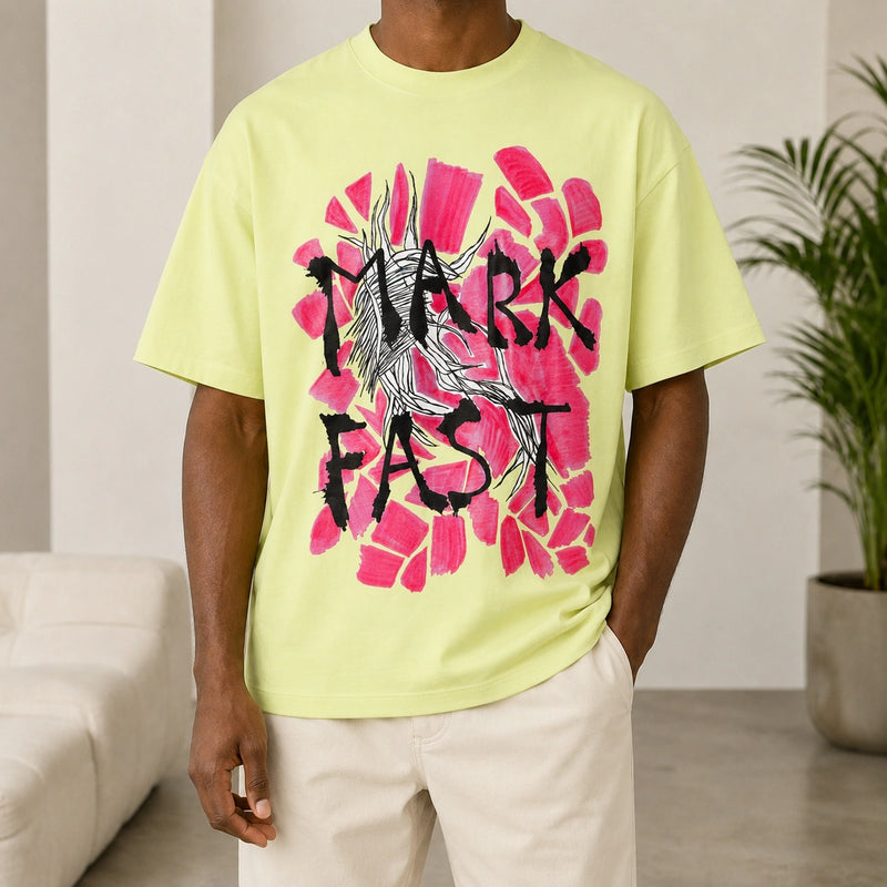 MarkFast Lemon Hand Drawn Fragment Floral Letter T-Shirts