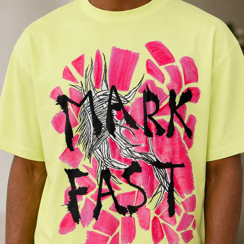 MarkFast Lemon Hand Drawn Fragment Floral Letter T-Shirts