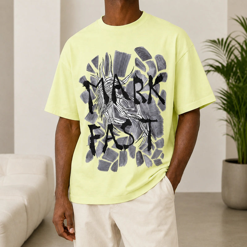 MarkFast Lemon Hand Drawn Fragment Floral Letter T-Shirts