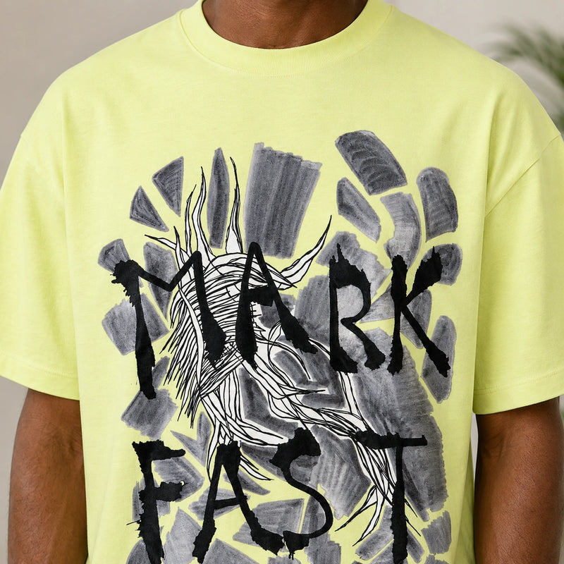 MarkFast Lemon Hand Drawn Fragment Floral Letter T-Shirts