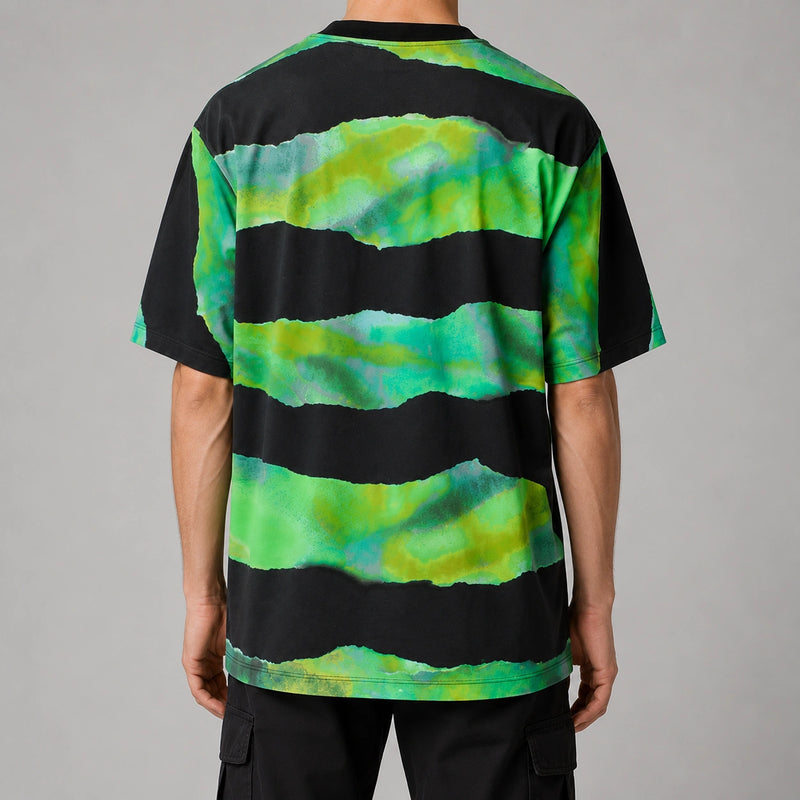 MarkFast Loose Striped Monster Print T-Shirts