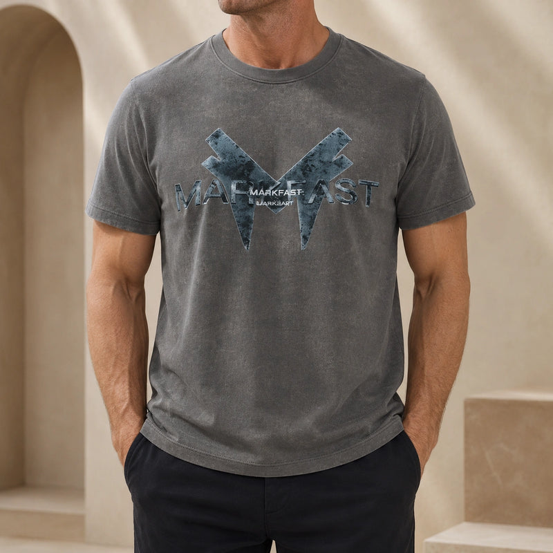 MarkFast Mechanical Branding Round Neck Fitted Stretch Knitted Ribbed T-Shirts