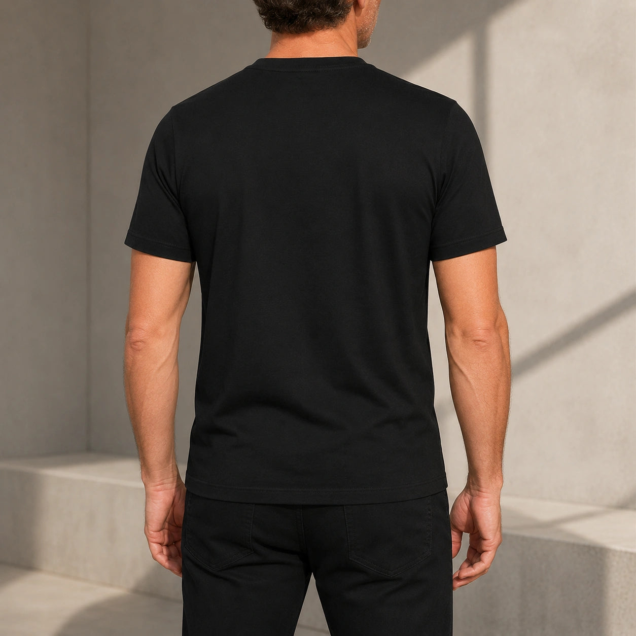 MarkFast Black Cotton Crew Neck Printed T-Shirts