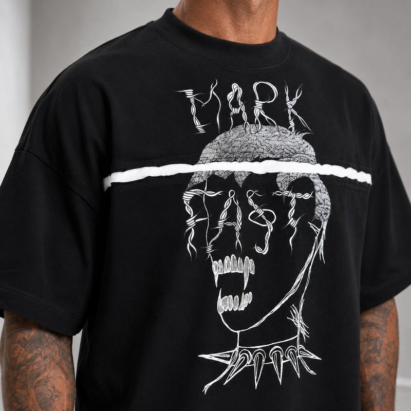 MarkFast Monochrome Punk Skull Art T-Shirts