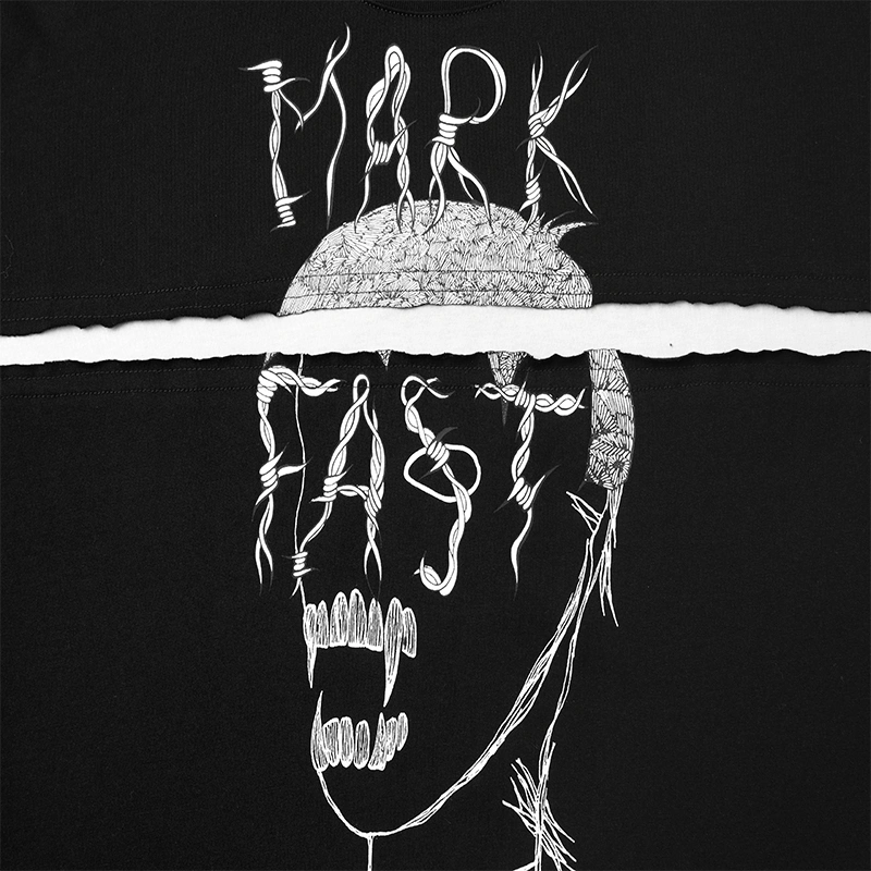 MarkFast Monochrome Punk Skull Art T-Shirts