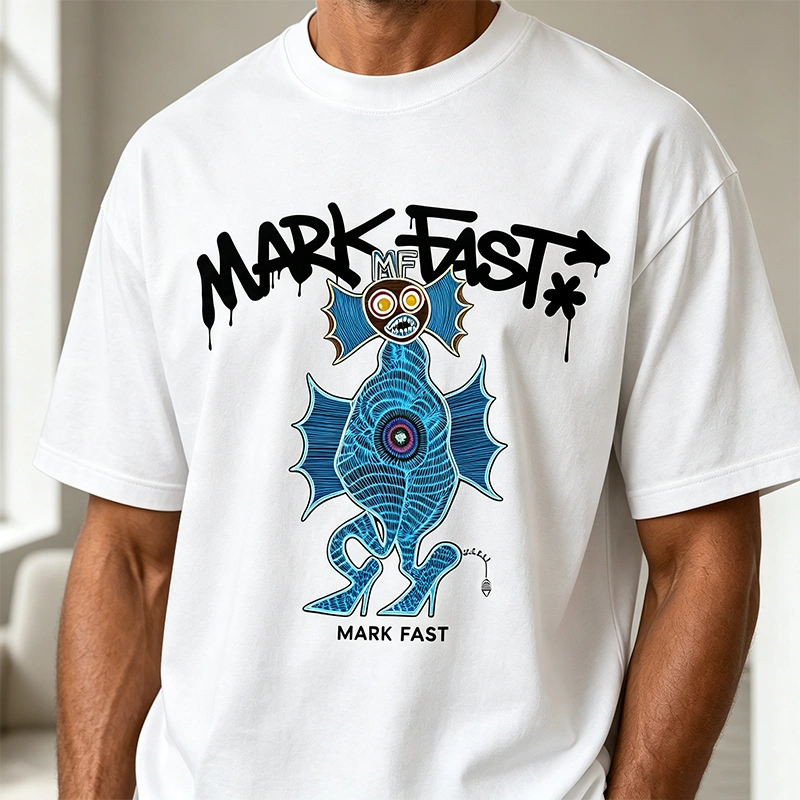 MarkFast Neon Line Electric Seahorse Totem Print T-Shirts