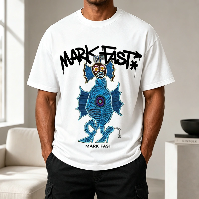 MarkFast Neon Line Electric Seahorse Totem Print T-Shirts