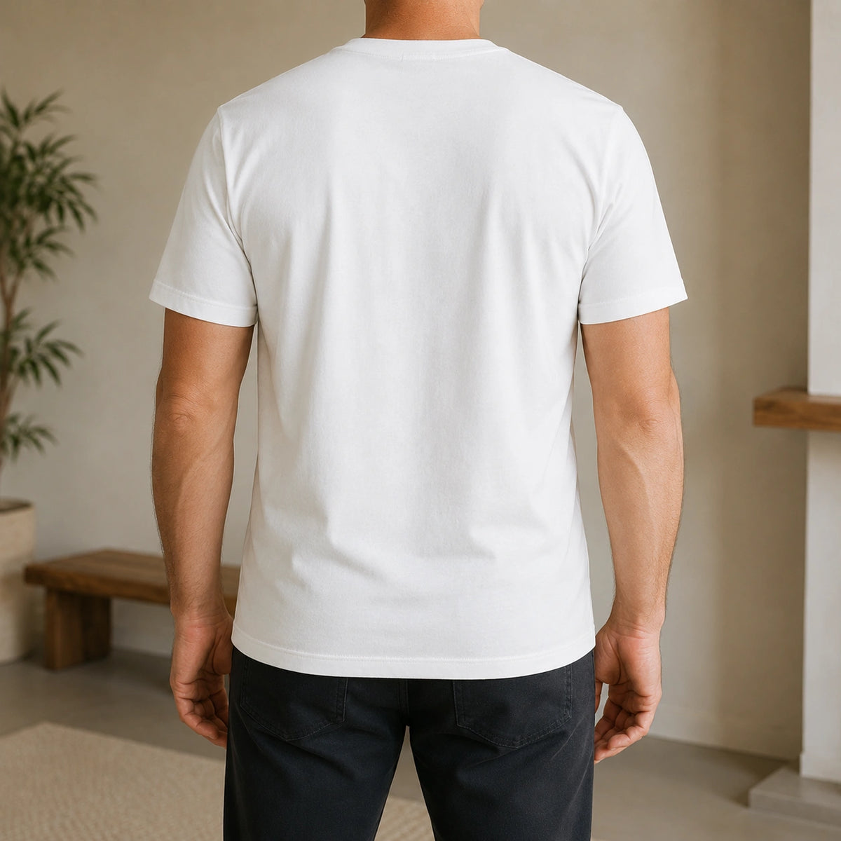 MarkFast Plain Cream Vintage Logo Daily All-match Basic T-Shirts