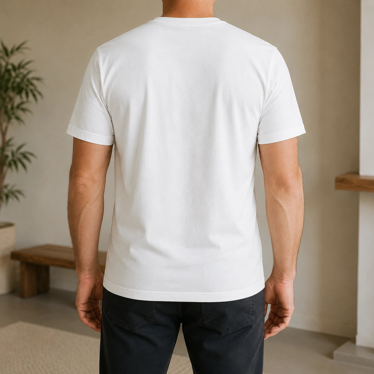 MarkFast Plain Cream Vintage Logo Daily All-match Basic T-Shirts