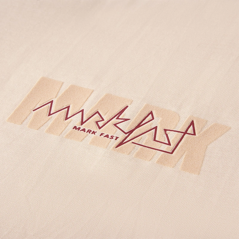 MarkFast Plain Cream Vintage Logo Daily All-match Basic T-Shirts