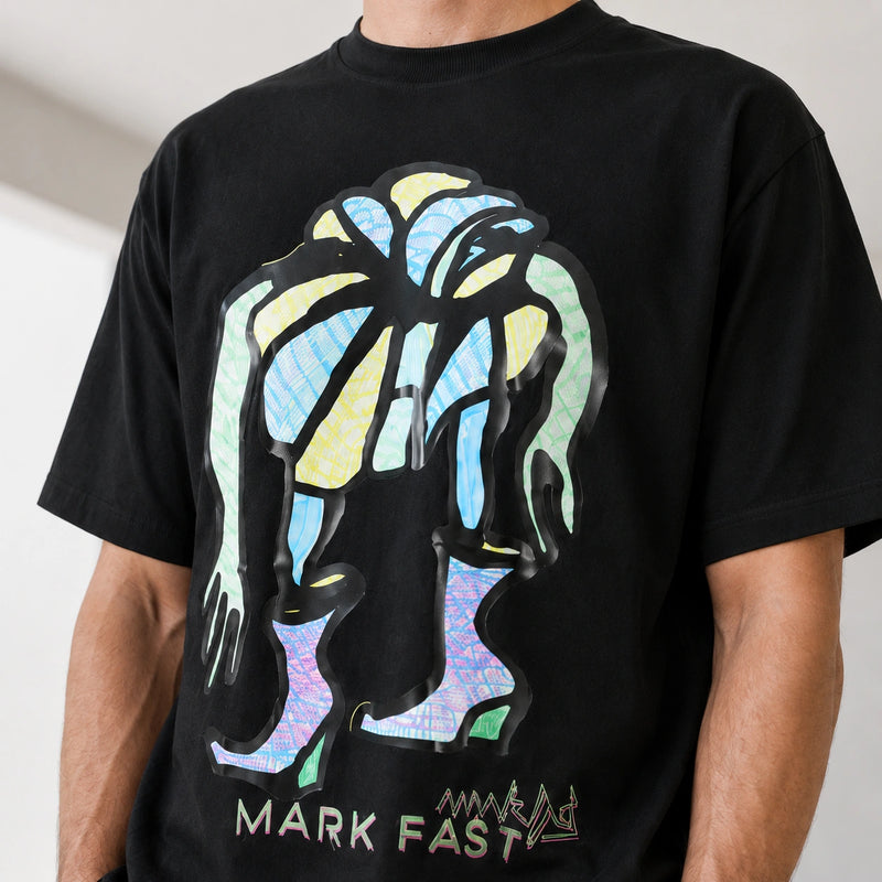 MarkFast Plant Print Loose Round Neck T-Shirts